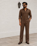 Men's Summer Brown Linen Co-Ord Set