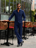 Men's Blue Linen Outfit | Shirt & Pant Set