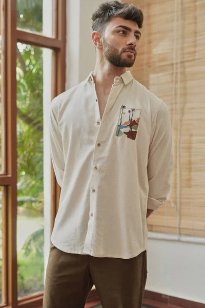 Men’s White Linen Co-Ord Set | Premium Casual Shirt & Pant Outfit