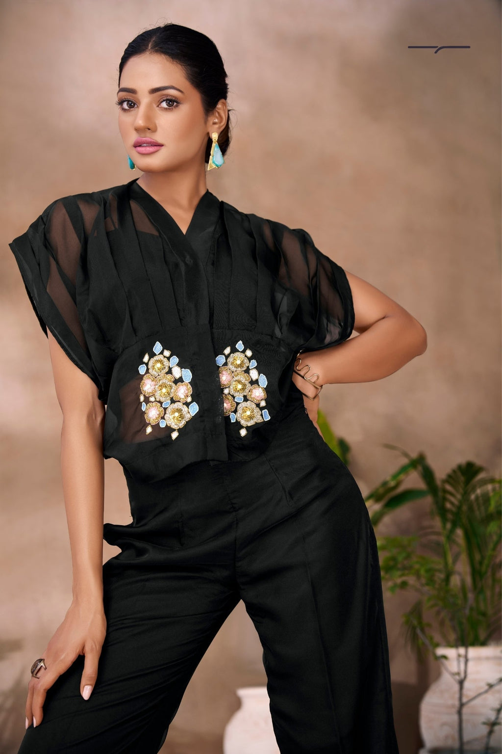 Black Luxe Organza Statement Co Ord Set
