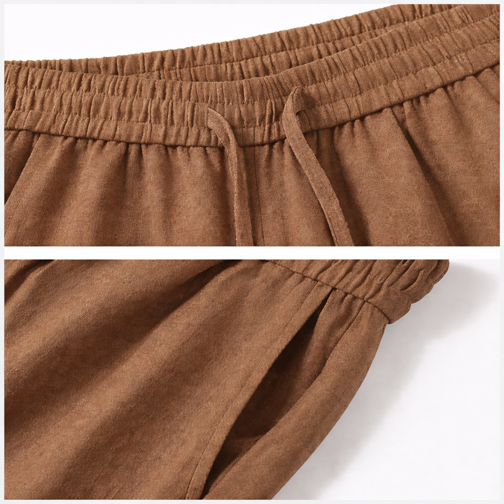 Brown Luxe Top & Bottom Set Of Linen, Luxury And Style