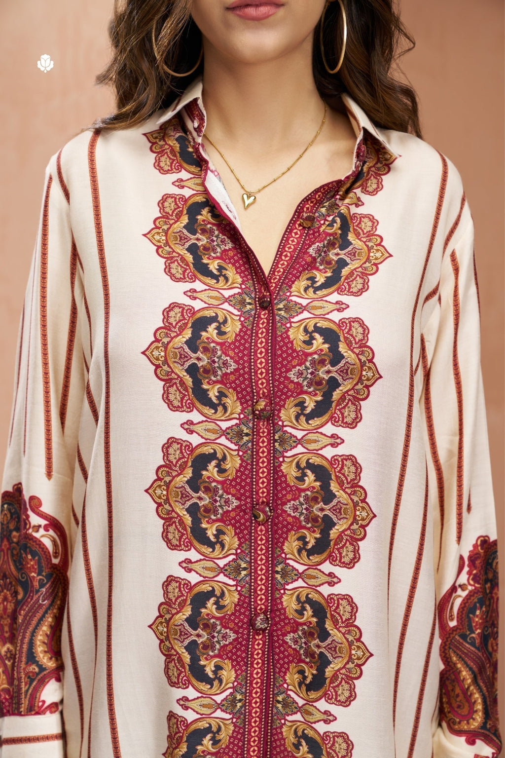 Premium Cream Pure Muslin Silk Co Ord Set For Women