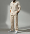 Beige Essence Top & Bottom Set Of Linen, Luxury And Style