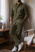 Green Supreme Linen Top & Bottom Set