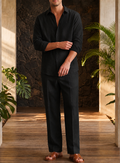 Black Aura Top & Bottom Set Of Linen, Luxury And Style