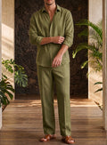 Green Aura Top & Bottom Set Of Linen, Luxury And Style