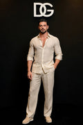 Beige Amalfi Top & Bottom Set Of Linen, Luxury And Style