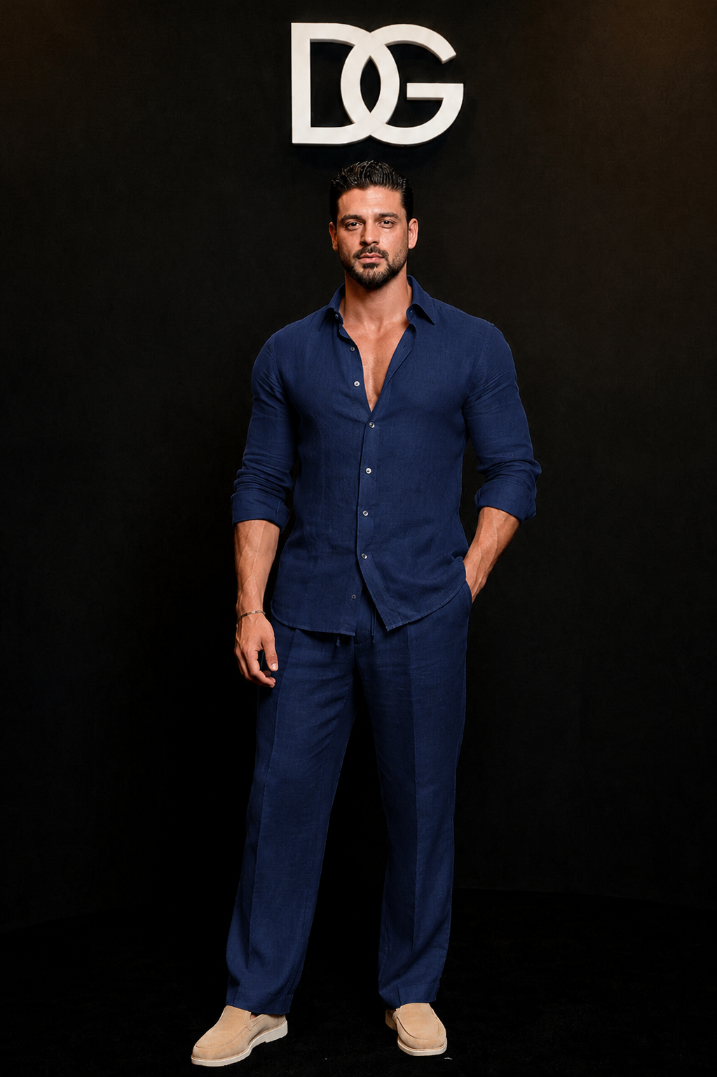 Blue Amalfi Top & Bottom Set Of Linen, Luxury And Style