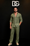 Green Amalfi Top & Bottom Set Of Linen, Luxury And Style