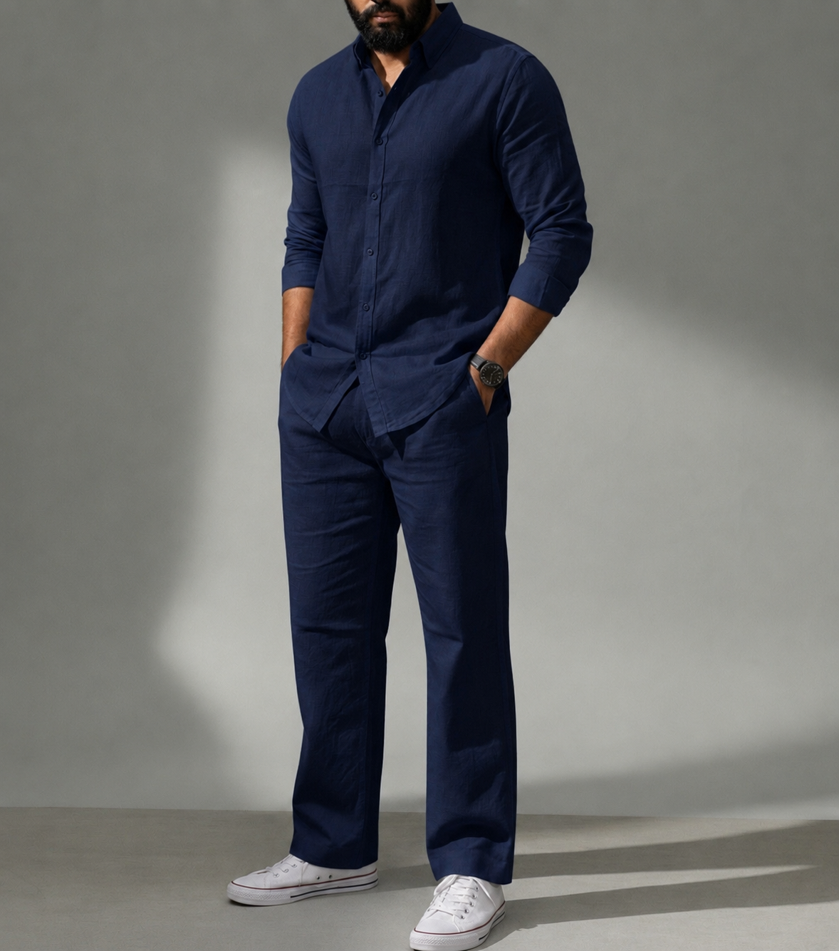 Blue Coastal Top & Bottom Set Of Linen, Luxury And Style