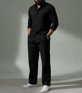 Black Coastal Top & Bottom Set Of Linen, Luxury And Style