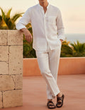 White Aura Class Top & Bottom Set Of Linen, Luxury And Style