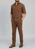 Brown Luxe Top & Bottom Set Of Linen, Luxury And Style