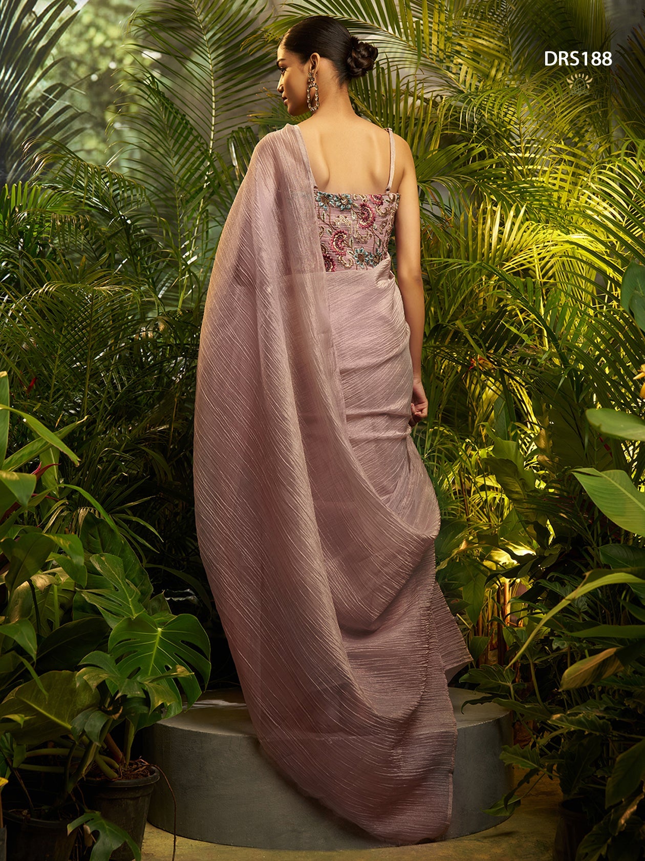 Luxury Pure Tissue Ready-to-Wear Pre-Draped Saree with Embroidered Stitched Blouse