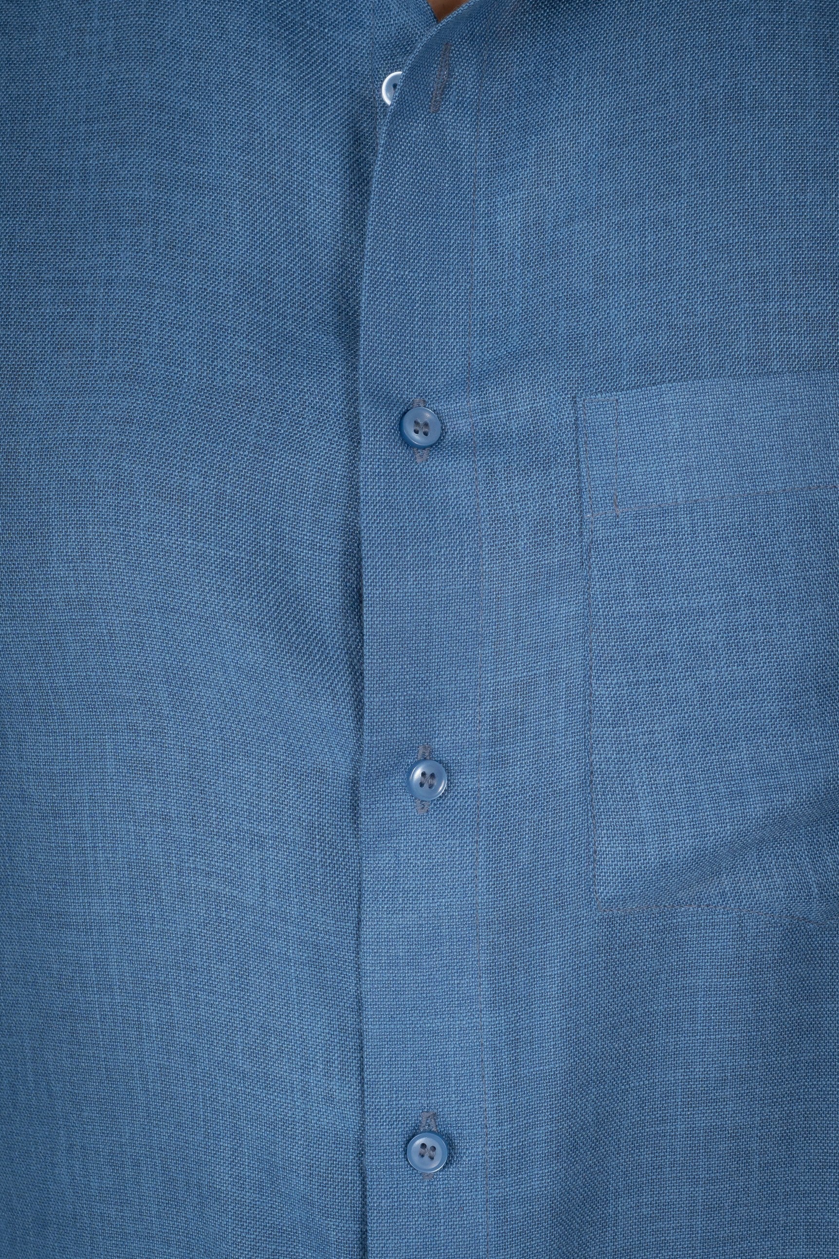 Men's Blue Linen Co-Ord Set | Premium Casual Shirt & Pant Outfit