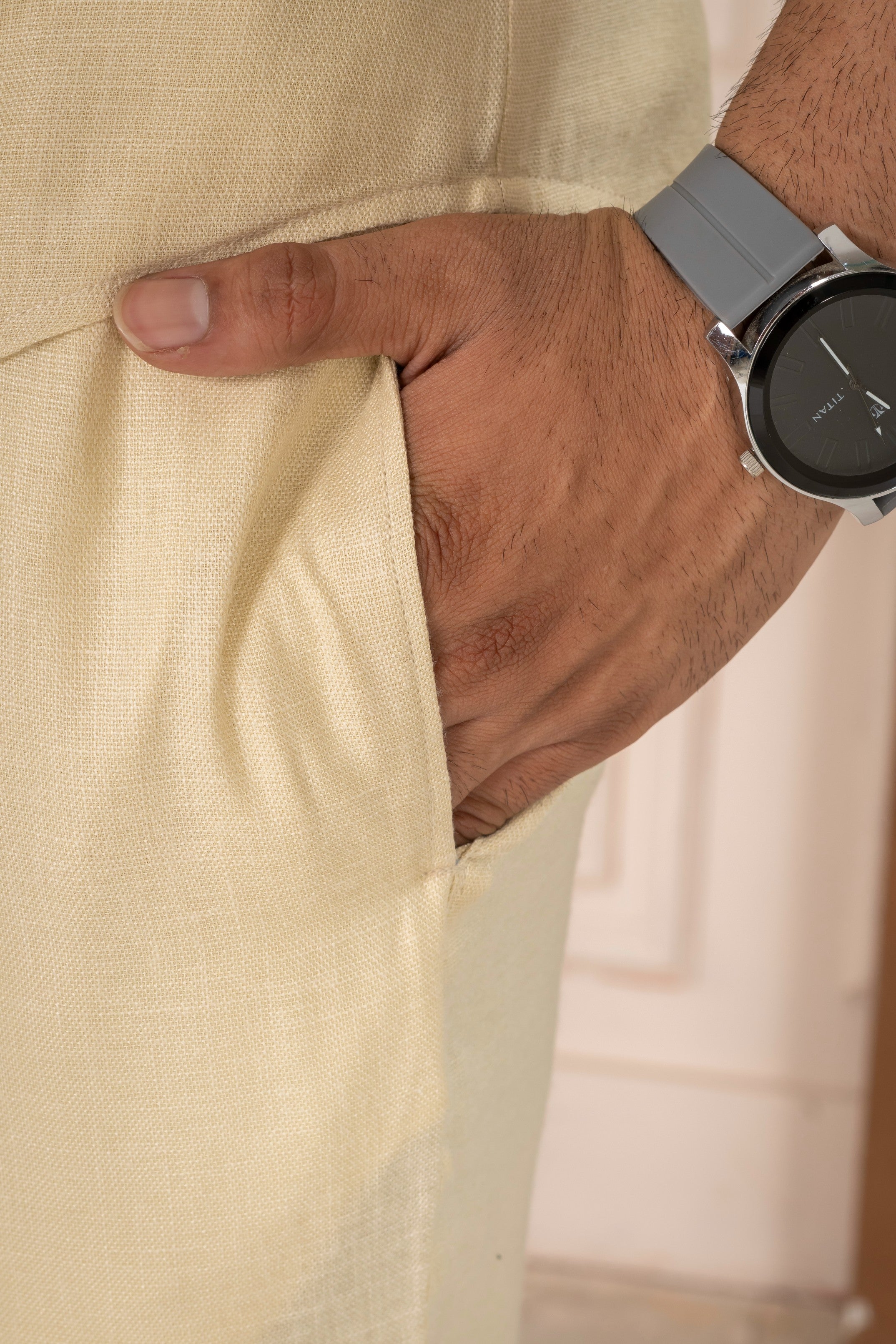 Men's Beige Linen Co-Ord Set | Premium Casual Shirt & Pant Outfit