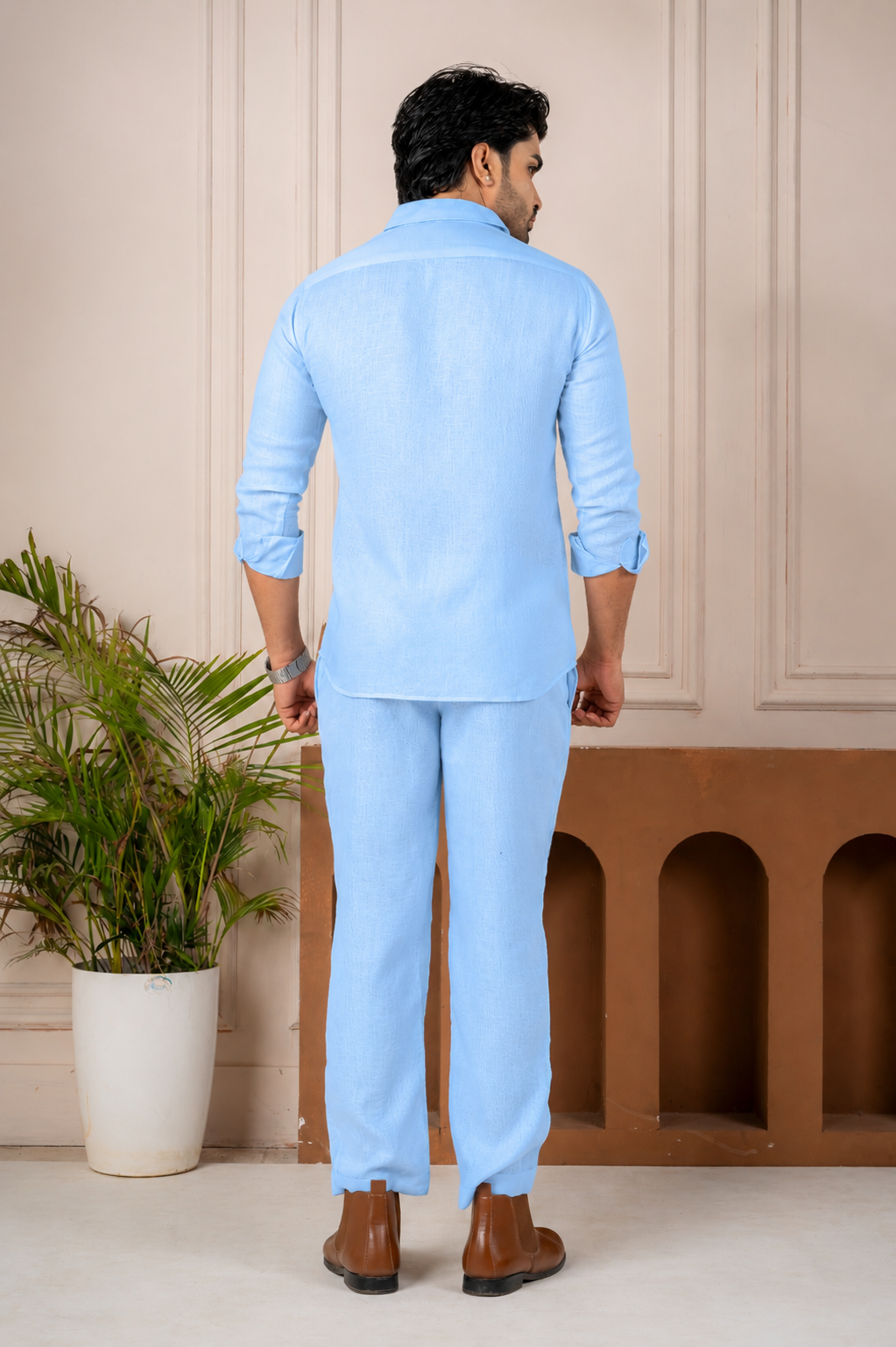 Men's Sky Linen Co-Ord Set | Premium Casual Shirt & Pant Outfit