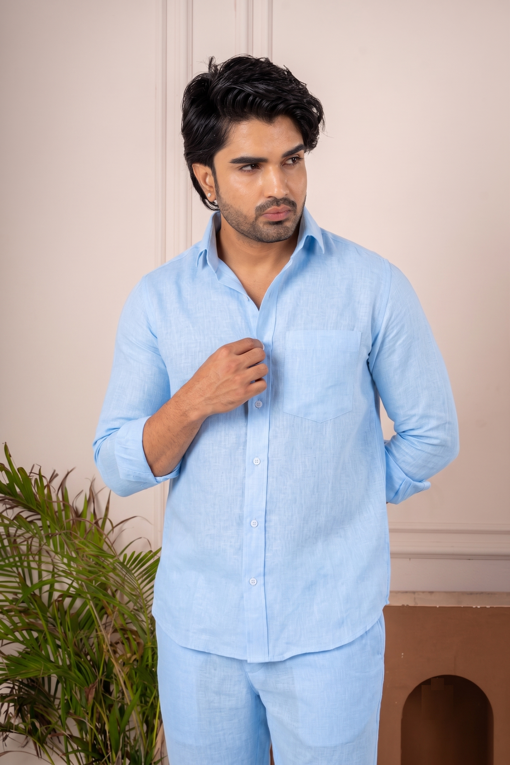 Men's Sky Linen Co-Ord Set | Premium Casual Shirt & Pant Outfit