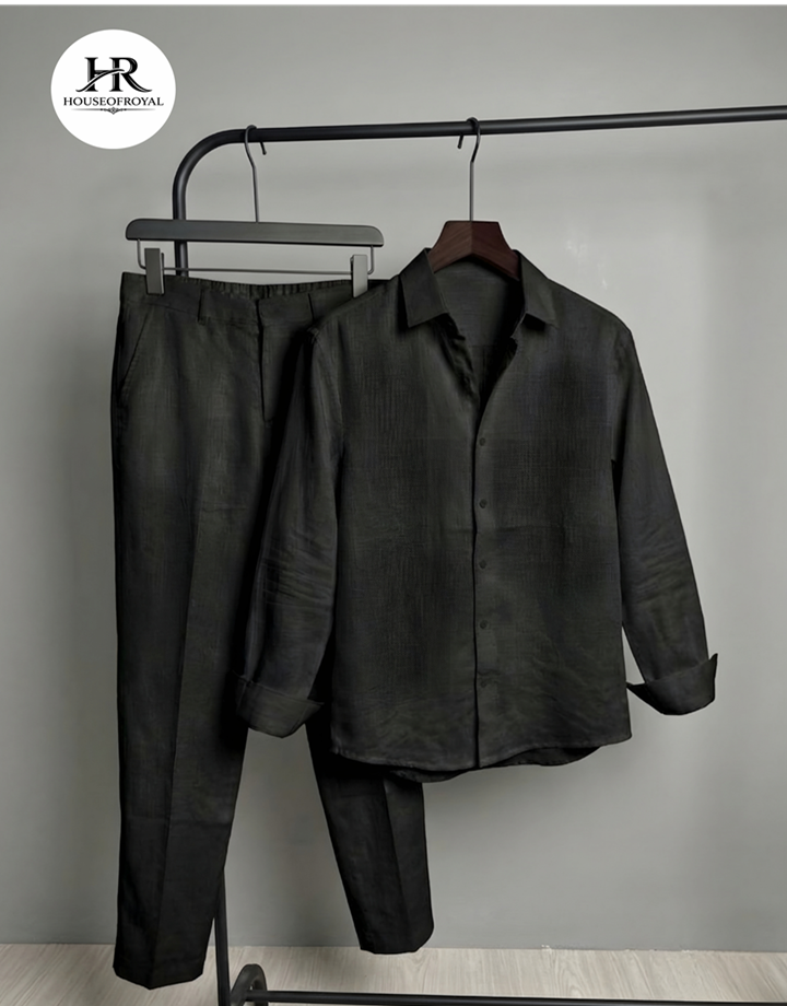 Black Linex Top & Bottom Set Of Linen, Luxury And Style