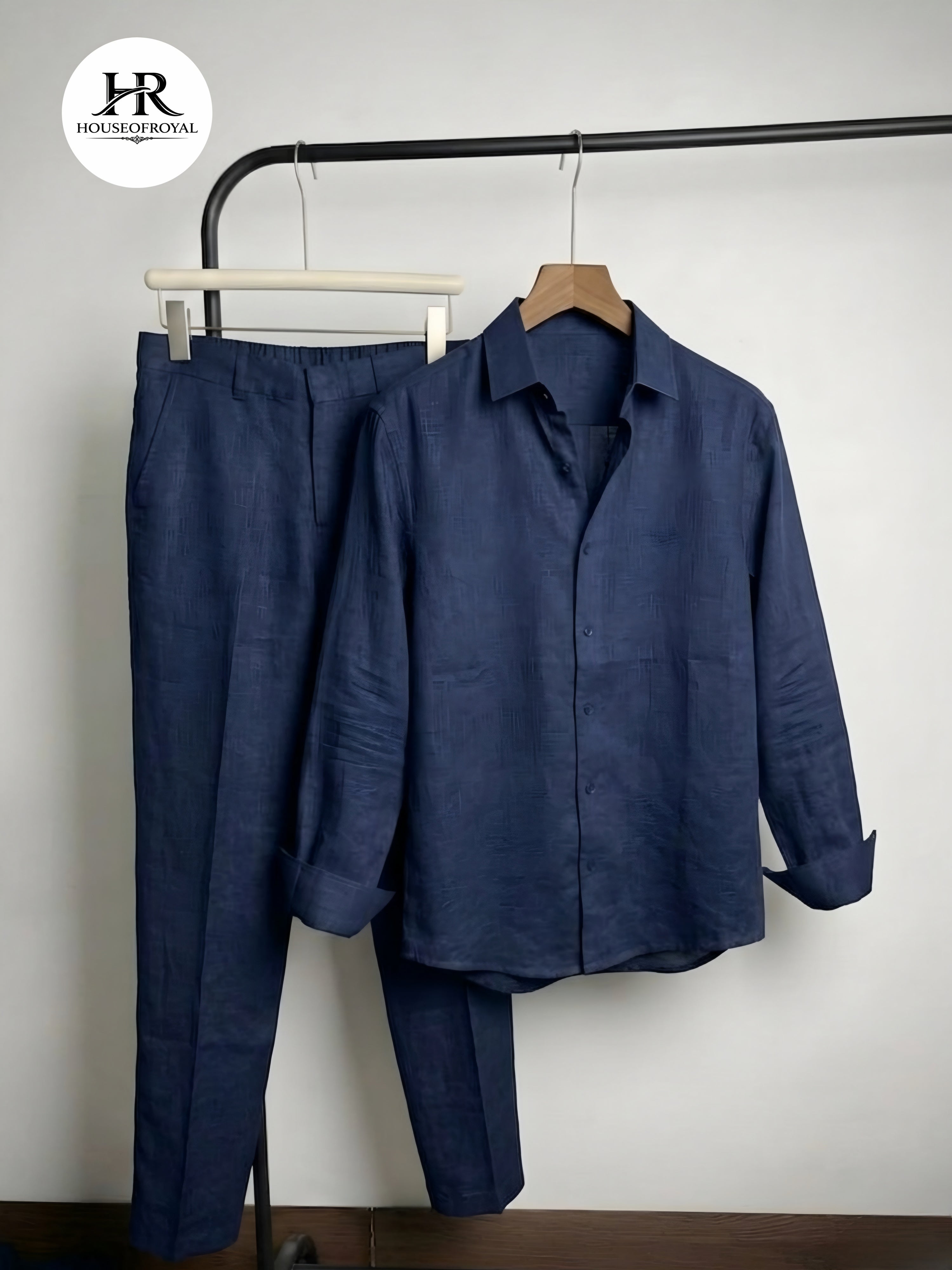 Navy Linex Top & Bottom Set Of Linen, Luxury And Style