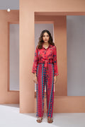 Pure Muslin Silk Coral Pink Co-Ord Set For Women