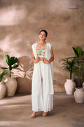 Pristine White Georgette Hand Embellished Designer Co-Ord Set