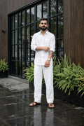 White Men Linen Men's Co-Ord Set