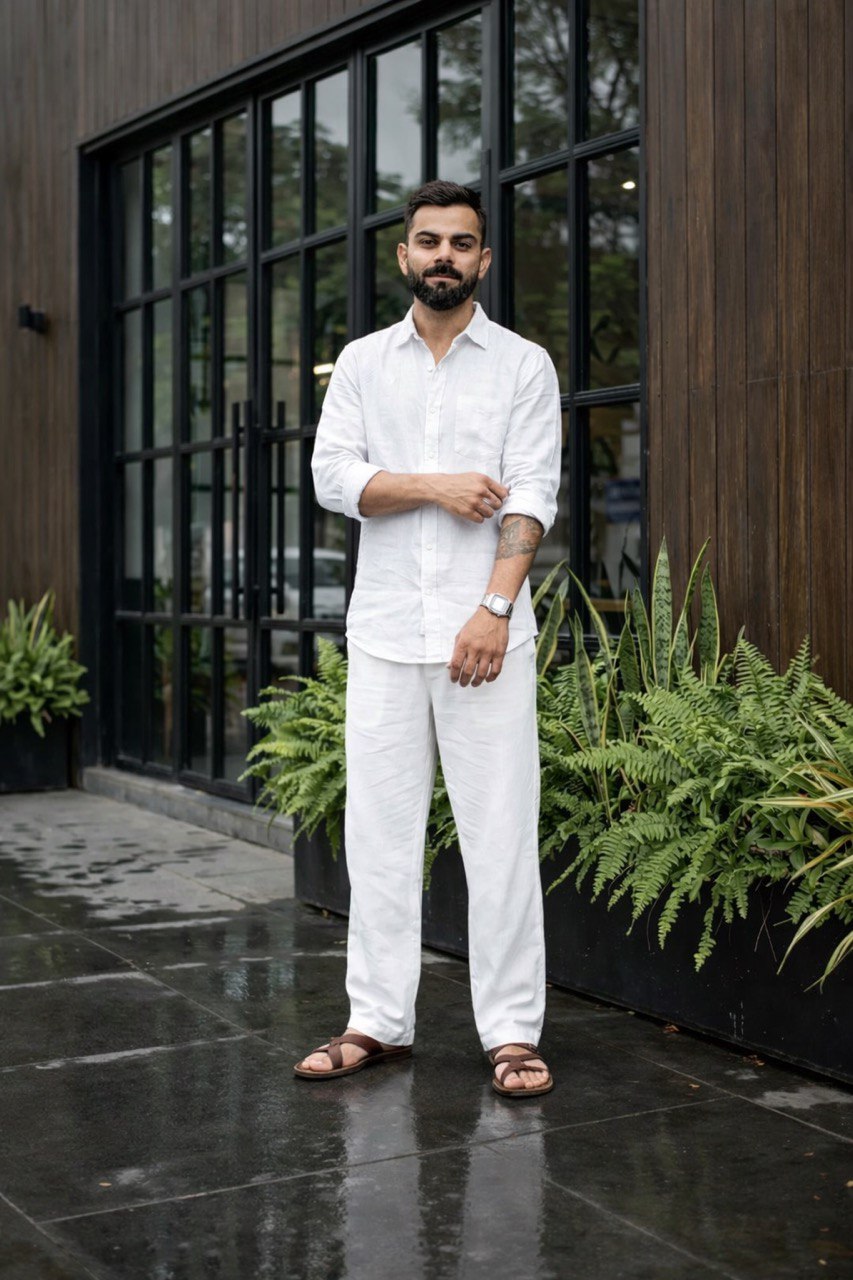 White Men Linen Men's Co-Ord Set