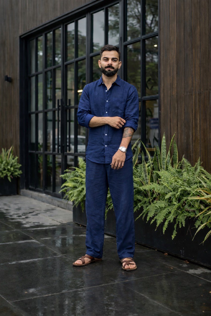 Blue Men Linen Men's Co-ord Set