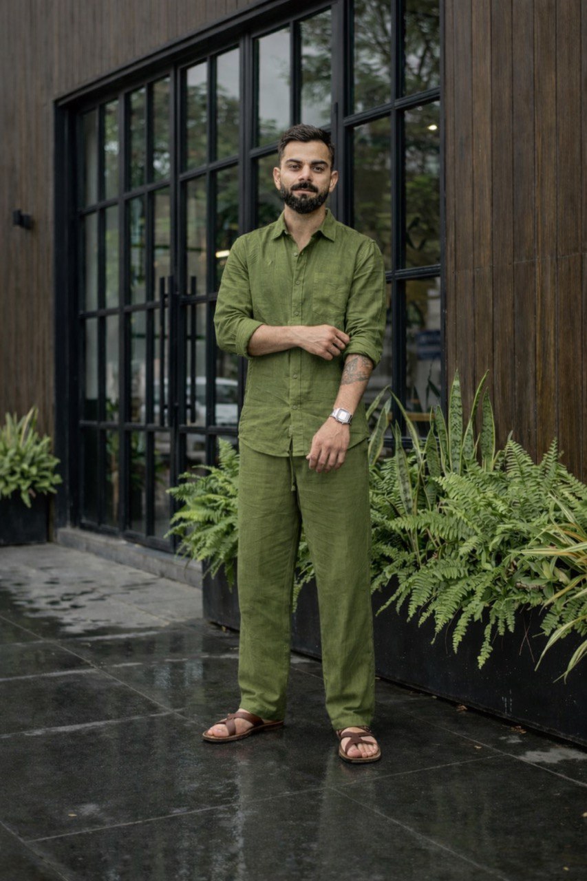 Green Men Linen Men's Co-ord Set